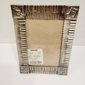 Vtg Silver Pewter Piano Keys Musical Notes Photo Picture Frame Free Standing